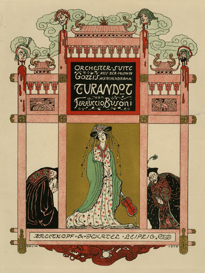 Emil Orlik, Titelblatt zu Ferruccio Busonis „Turandot“ (öffnet Vergrößerung des Bildes)