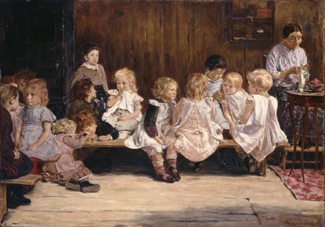 Max Liebermann, Kleinkinderschule in Amsterdam, 1880, Öl auf Holz