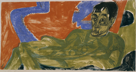 Ernst Ludwig Kirchner: Porträt Otto Mueller, Druck, 1915 