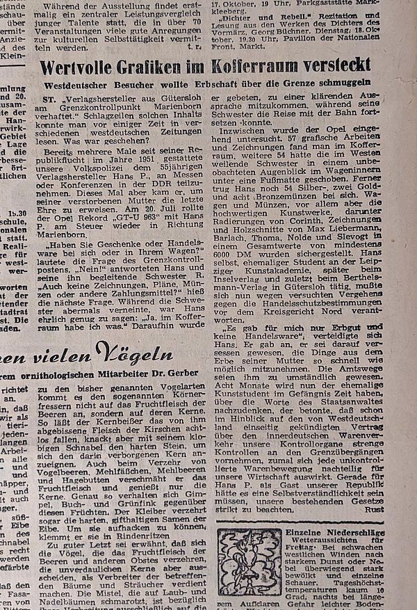 Foto eines Zeitungsartikels