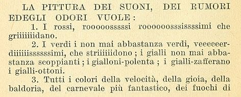 Auszug aus Carlo Carràs Kapitel in Marinetti, Filippo T. [et. al.], „I Manifesti del futurismo" (1914), S. 154.