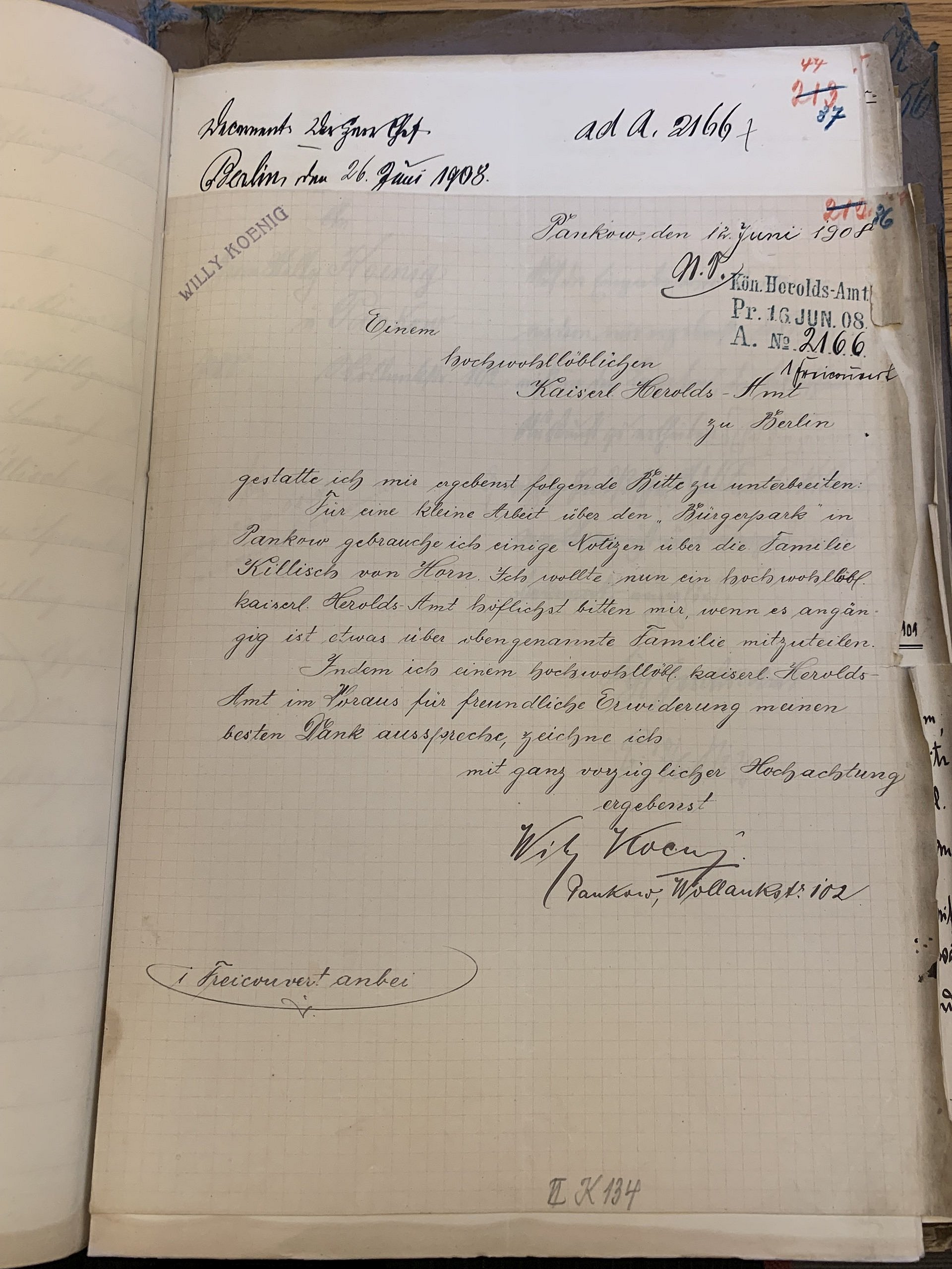 ein alter Brief, abgeheftet in einem Buch