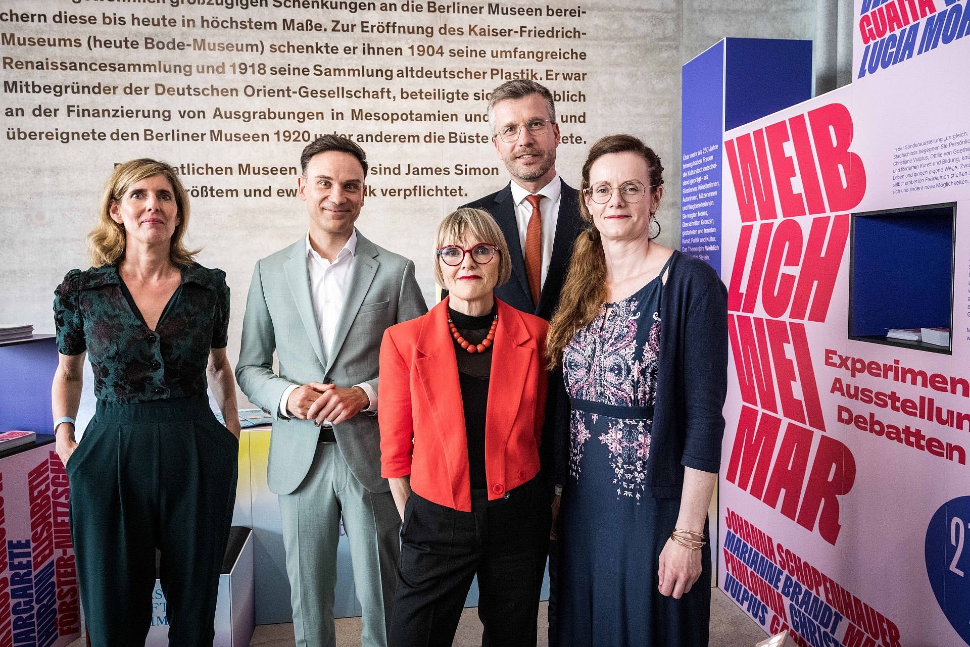 V.l.n.r. Anette Hüsch, Direktorin der Alten Nationalgalerie, Daniel Runge, Referatsleiter Veranstaltungen, Öffentlichkeitsarbeit, Verwaltung der Staatskanzlei Thüringen , Ulrike Lorenz, Präsidentin der Klassik Stiftung Weimar, Gero Dimter, Vizepräsident der Stiftung Preußischer Kulturbesitz, Stefanie Freyer, stellv. Leiterin des Stabsreferats Forschung der Klassik Stiftung Weimar.