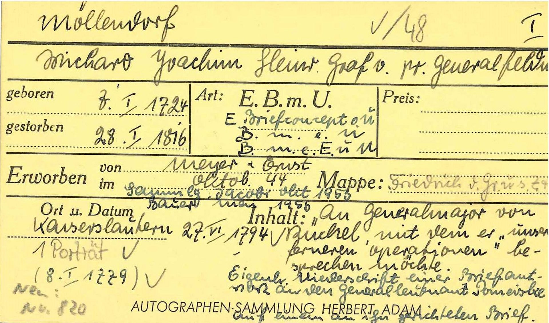 Gelbe Karteikarte mit Text