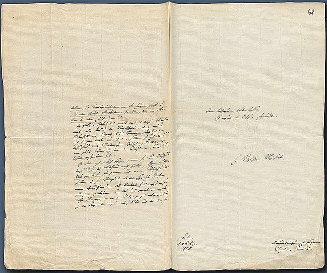 Handschriftlicher Brief mit viel freigelassenem Rand (öffnet Vergrößerung des Bildes)