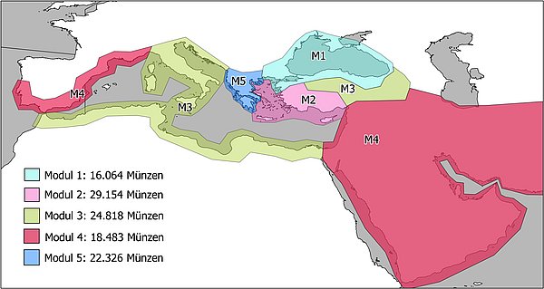 Map Grafisch aufbereitete Karte von Münzfunden