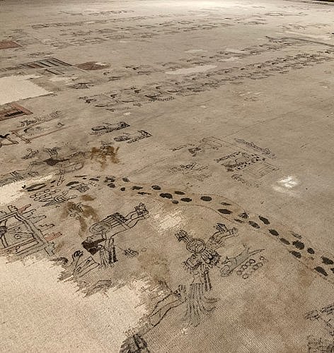 Detailaufnahme eines historischen Baumwolltuchs