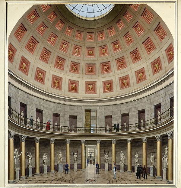 Die Rotunde des Alten Museums, Carl Emmanuel Conrad, 1830; Foto: Staatliche Museen zu Berlin, Kupferstichkabinett