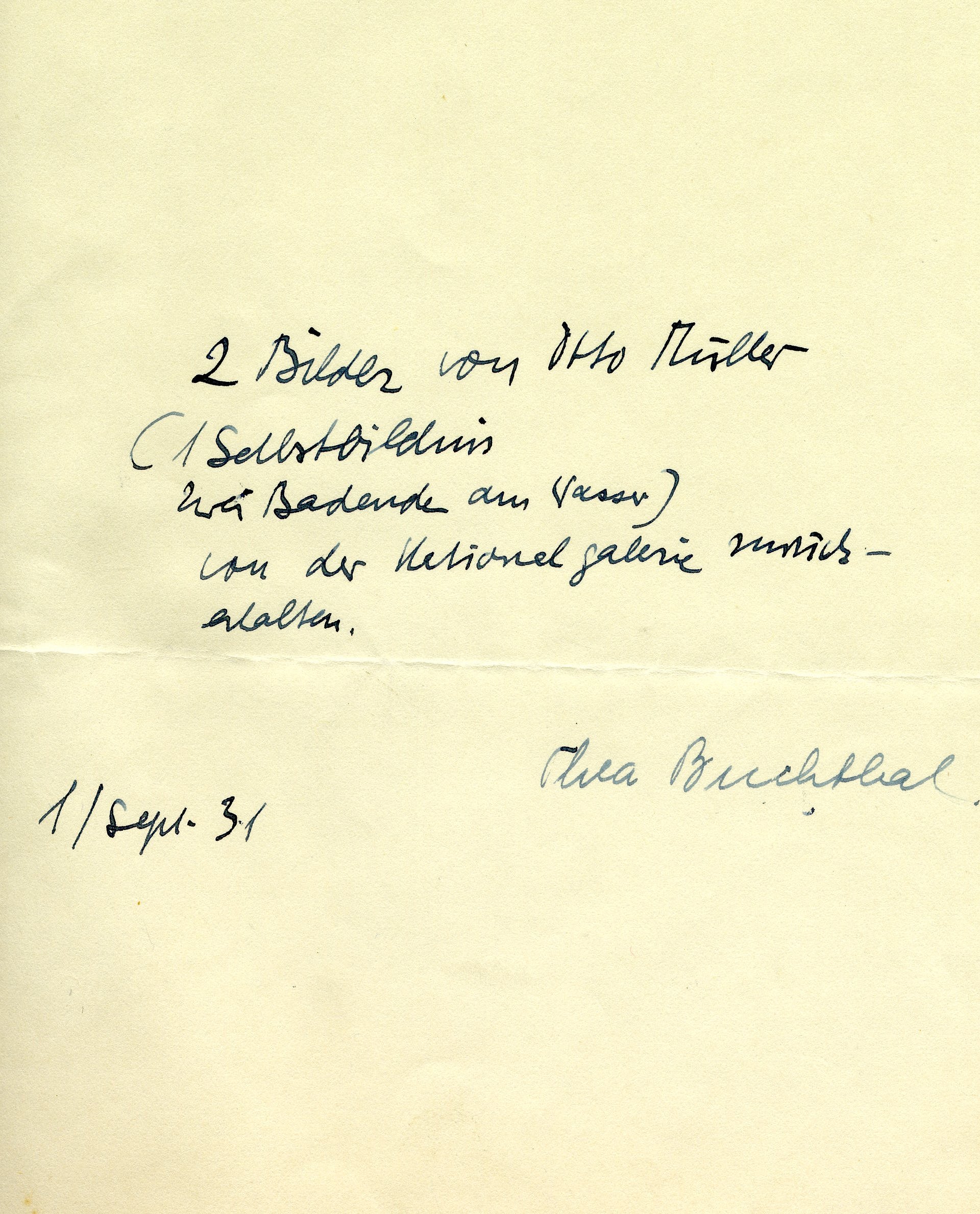 Handschriftliche Notiz