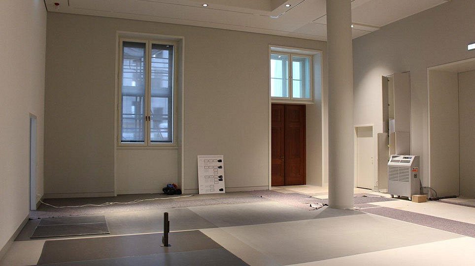 Blick in einen unfertigen Ausstellungsraum (öffnet Vergrößerung des Bildes)