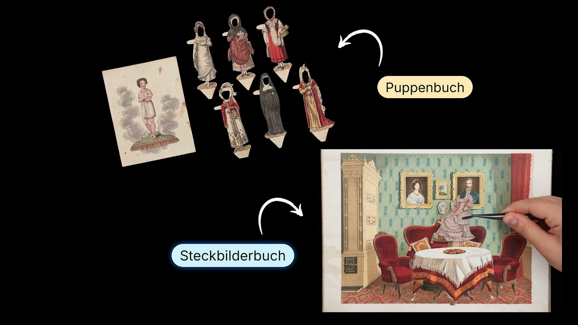 bunte Collage aus Spielbilderbüchern