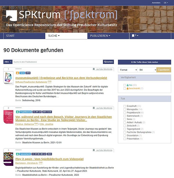 Screenshot der SPKtrum-Website