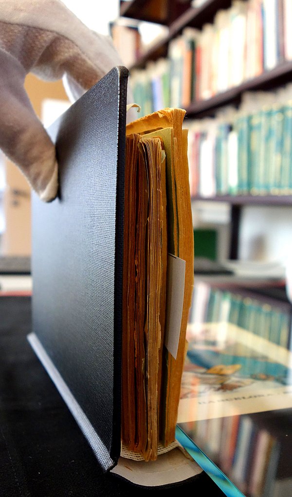 Scanprozess Buch wird in Bibliothek gescannt